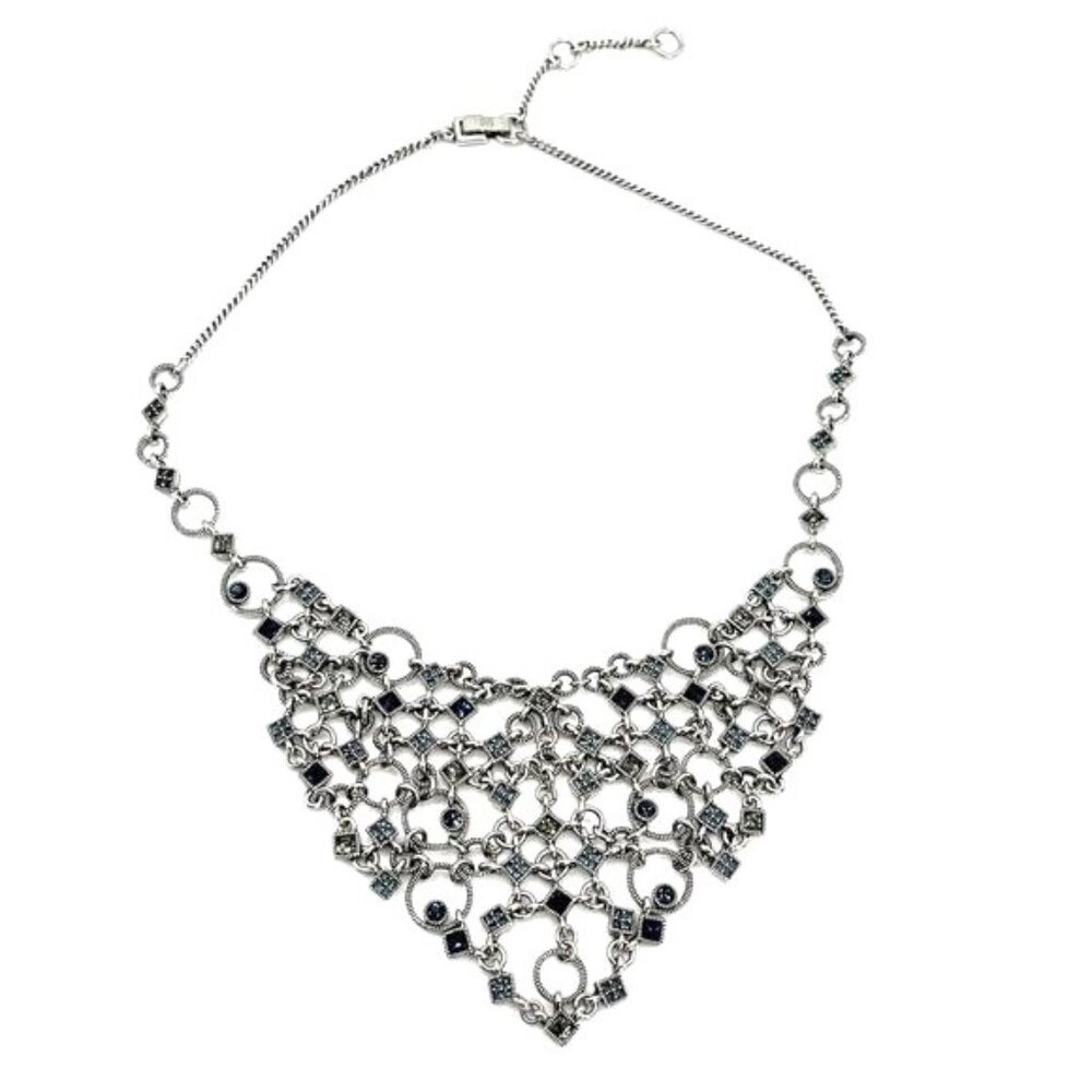 Rare Givenchy Vintage Signed Bib Necklace with Blue Glass Stones